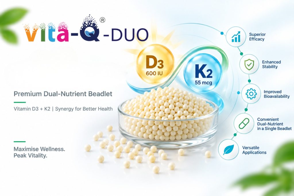 Vitamin D3 and K2 ingredients - Vita-Q Duo beadlet solution
